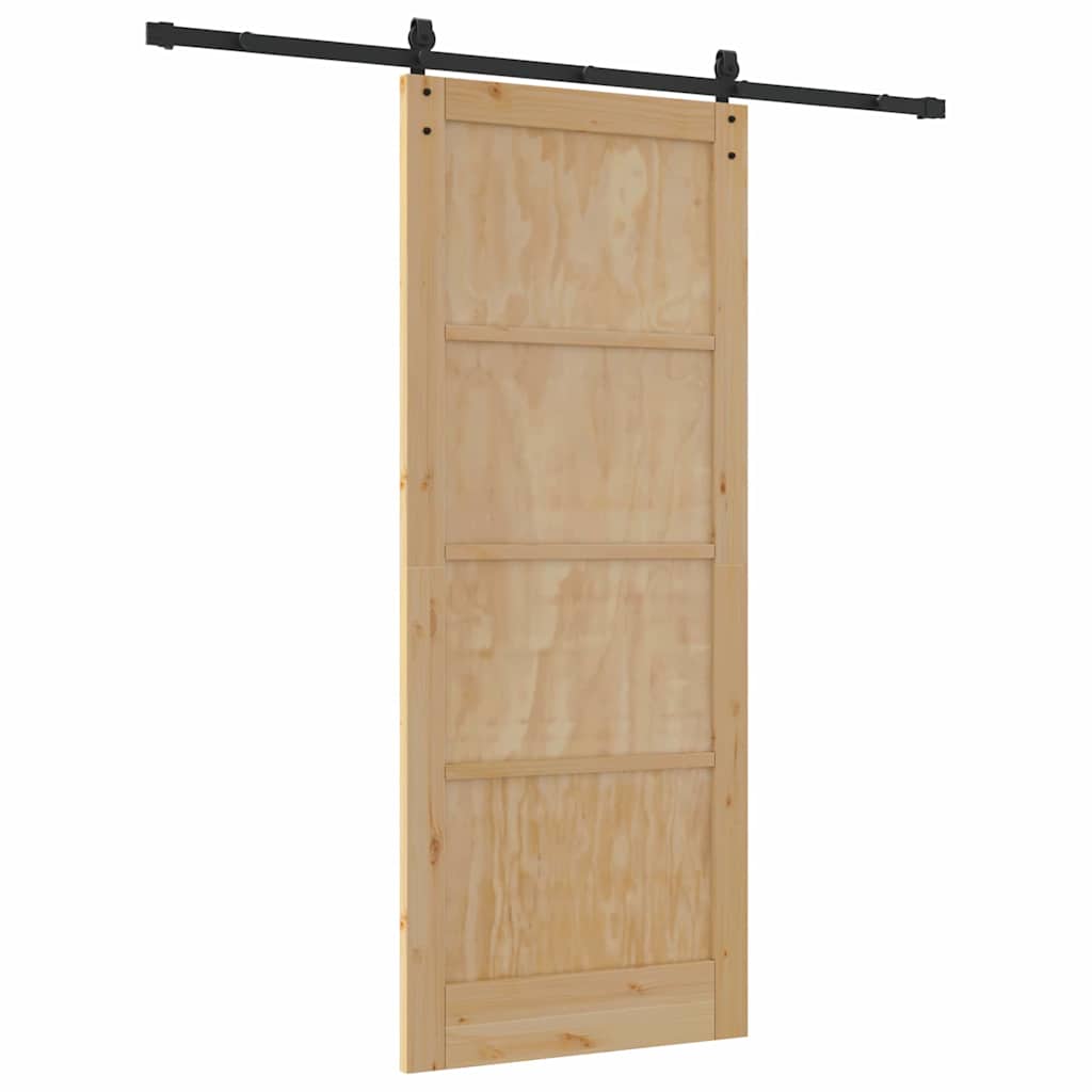 Sliding Door Manual Natural and black 86 x 211 cm