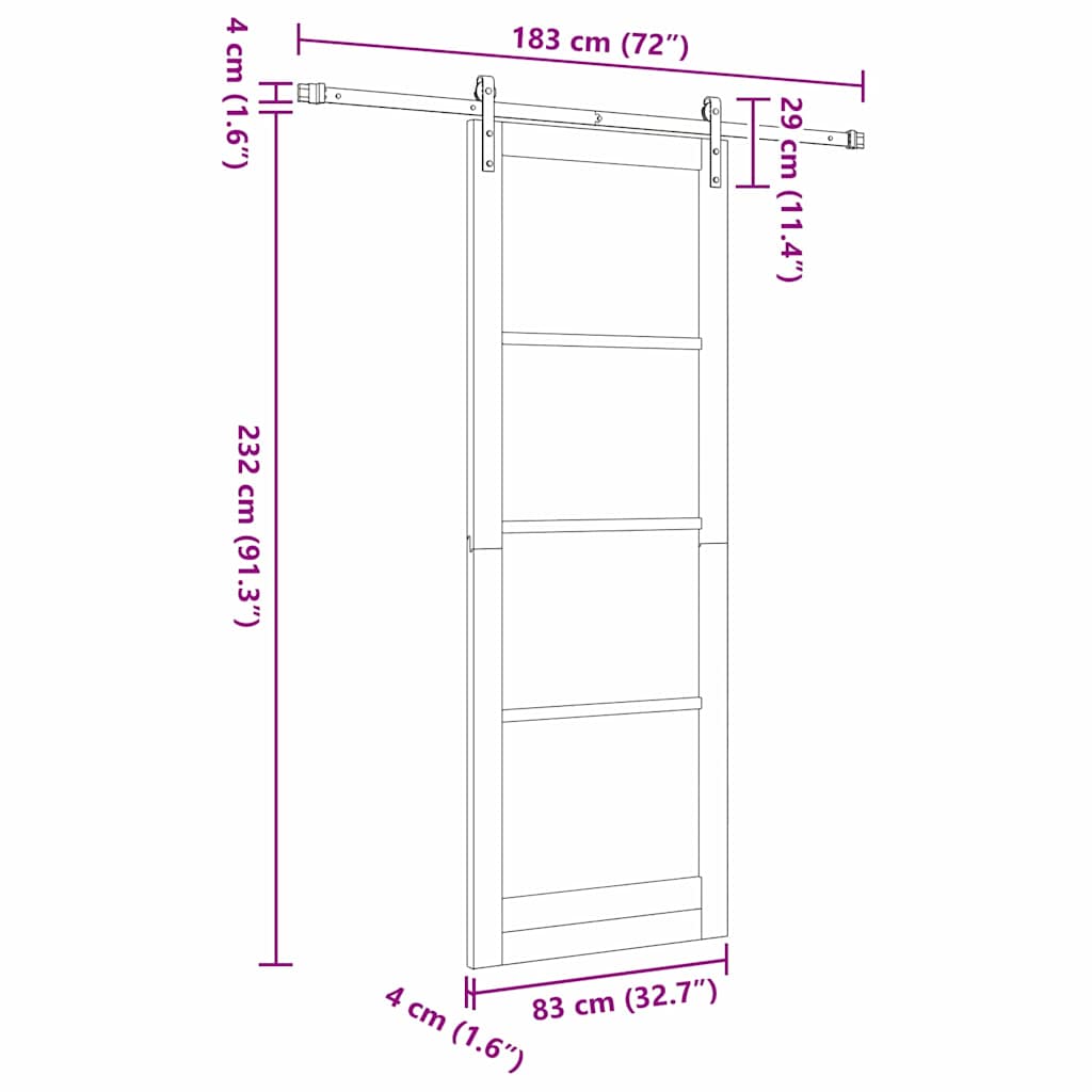 Sliding Door Manual Natural and white 83 x 232 cm