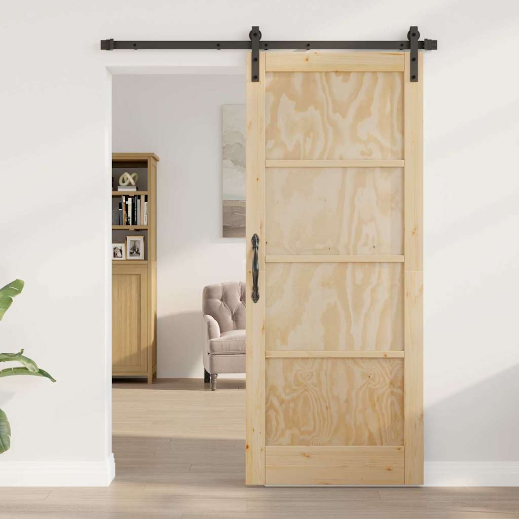 Sliding Door Manual Natural and black 83 x 202 cm