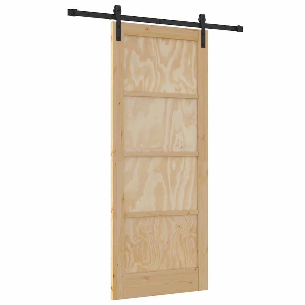 Sliding Door Manual Natural and black 83 x 202 cm