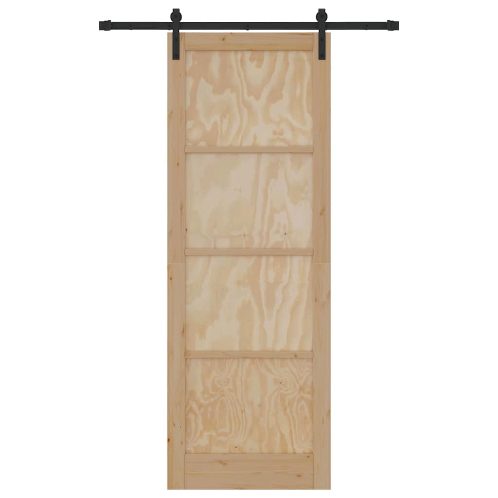 Sliding Door Manual Natural and black 83 x 232 cm