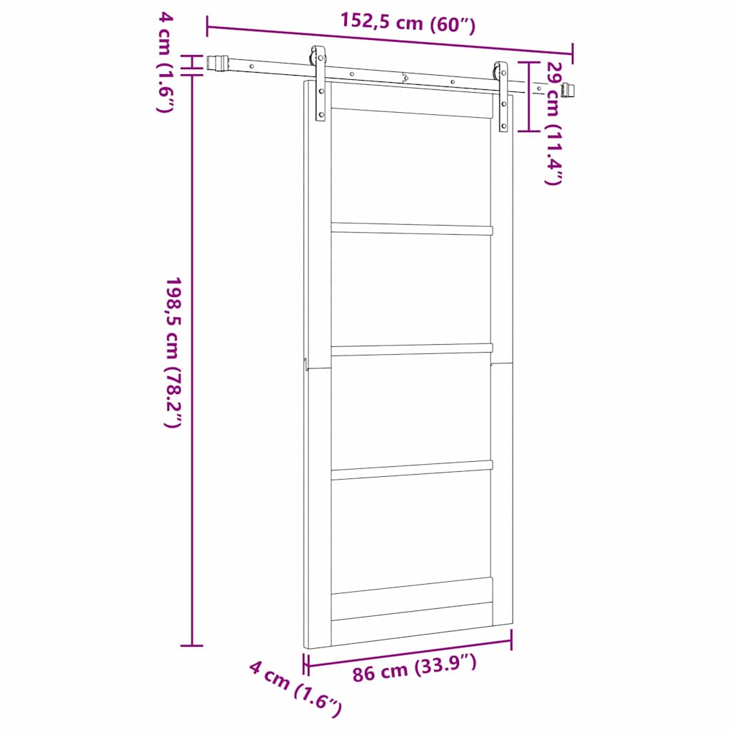 Sliding Door Manual Natural and black 86 x 198.5 cm