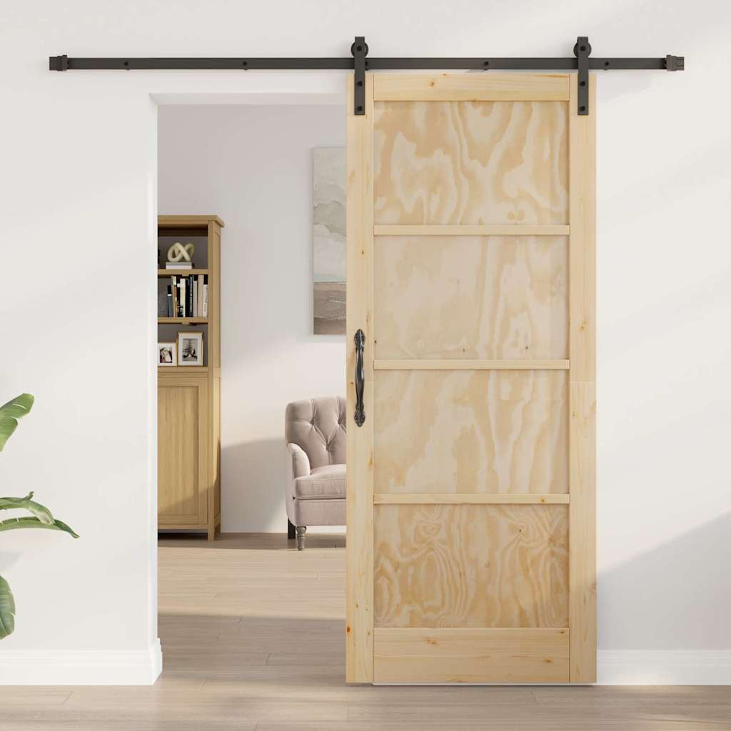 Sliding Door Manual Natural and black 83 x 202 cm