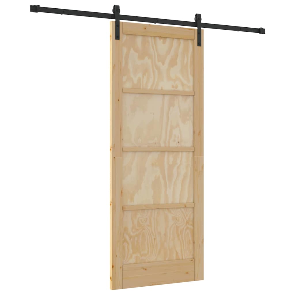Sliding Door Manual Natural and black 83 x 202 cm