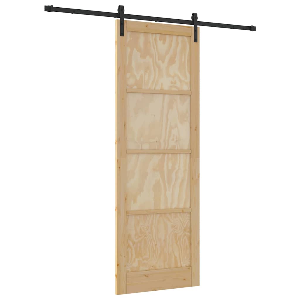 Sliding Door Manual Natural and black 83 x 232 cm