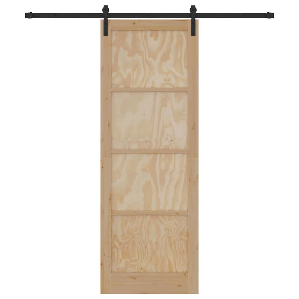 Sliding Door Manual Natural and black 83 x 232 cm
