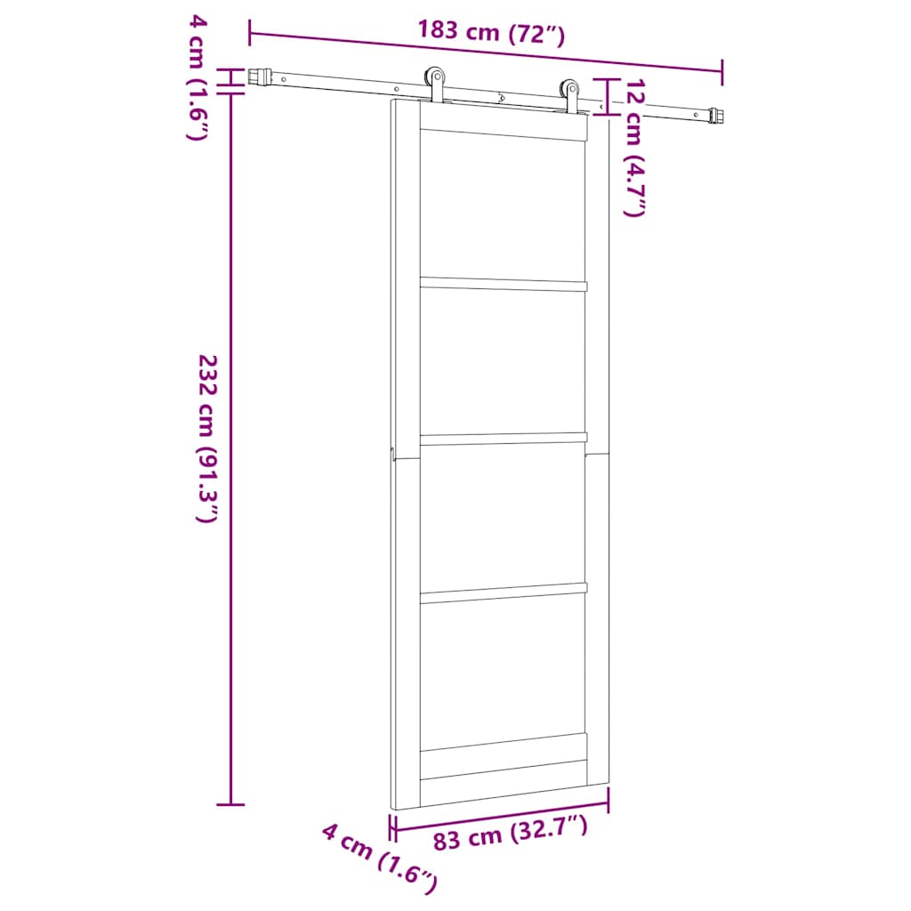 Sliding Door Set Manual Natural and white 83 x 232 cm