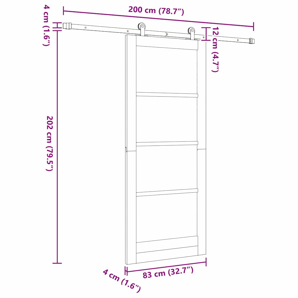 Sliding Door Set Manual ORKDAL White 83 x 202 cm