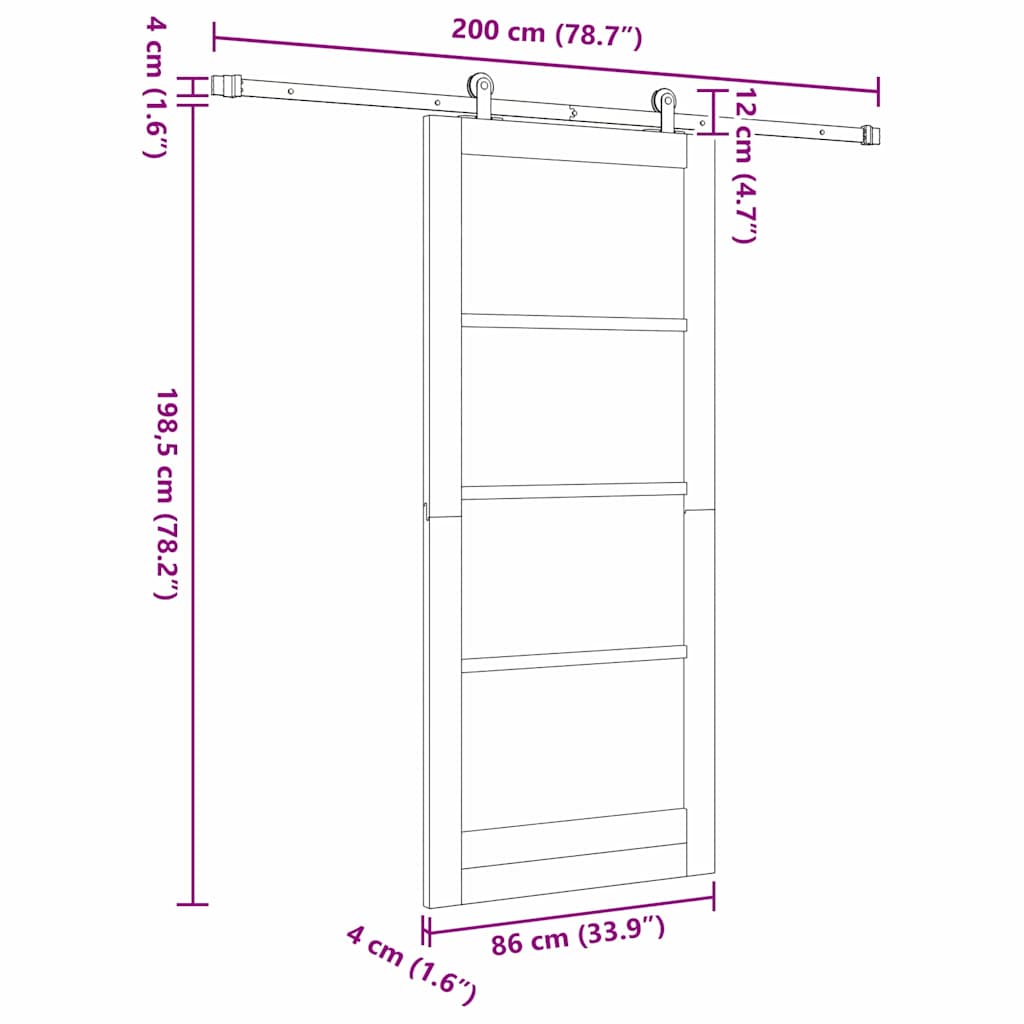 Sliding Door Set Manual ORKDAL Natural and white 86 x 198.5 cm