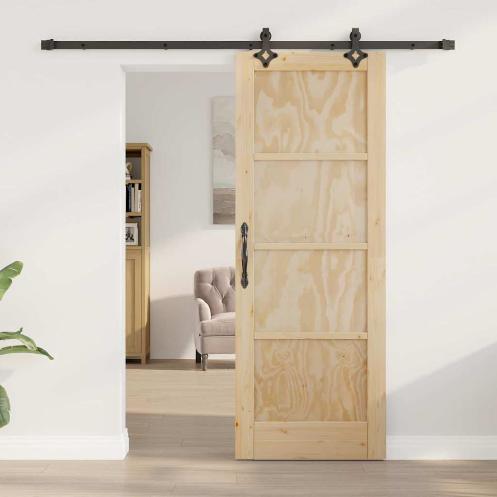 Sliding Door Manual Natural and black 73.5 x 198.5 cm