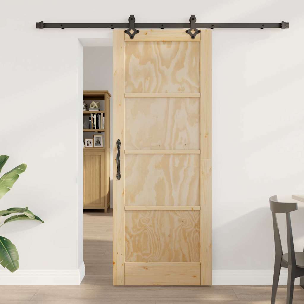 Sliding Door Manual Natural and black 78 x 202 cm