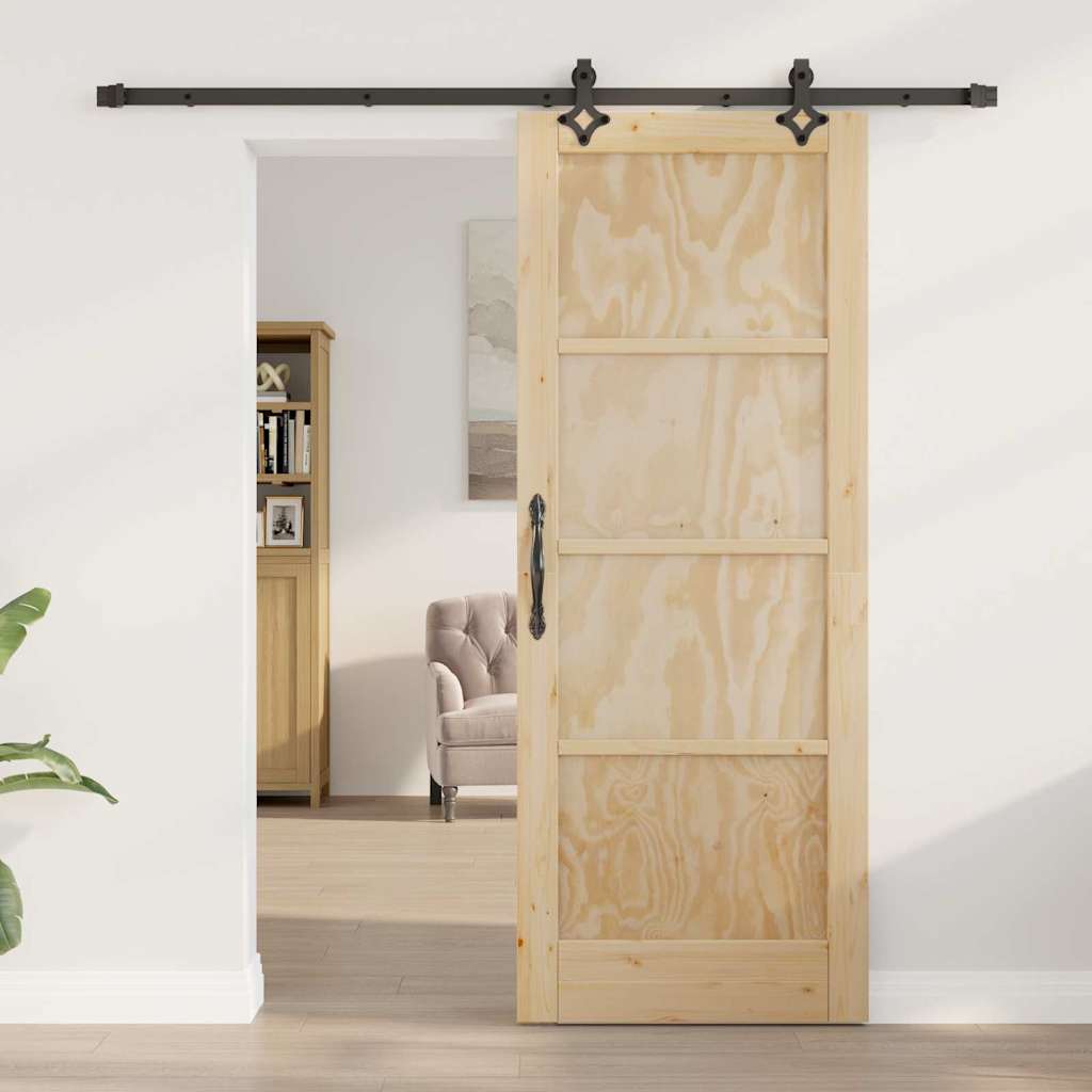 Sliding Door Manual Natural and black 78 x 202 cm