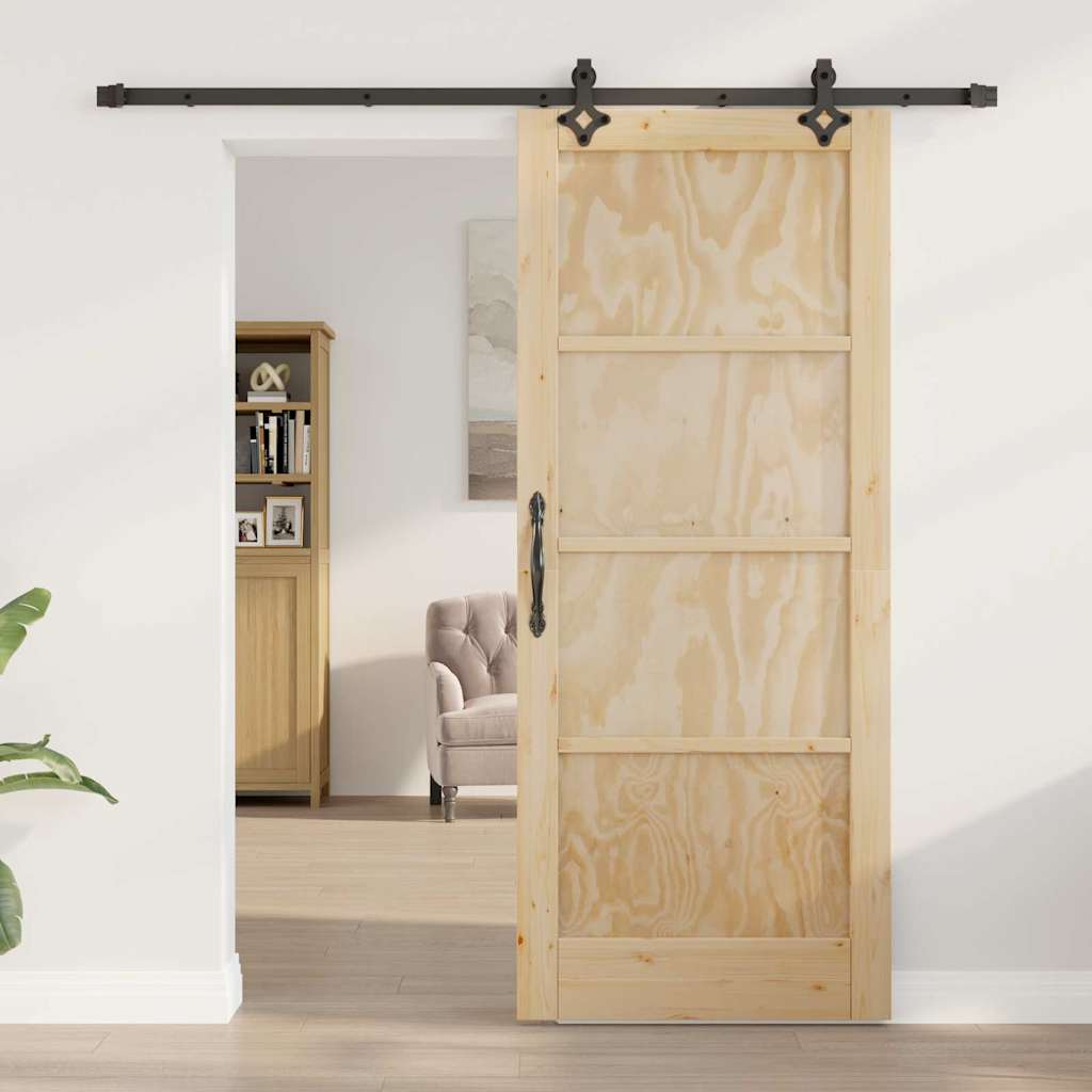 Sliding Door Manual Natural and black 83 x 202 cm
