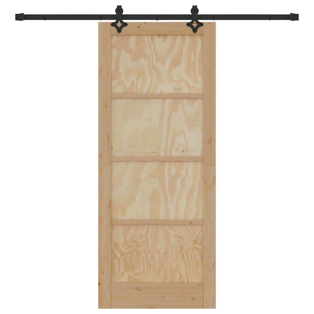 Sliding Door Manual Natural and black 83 x 202 cm