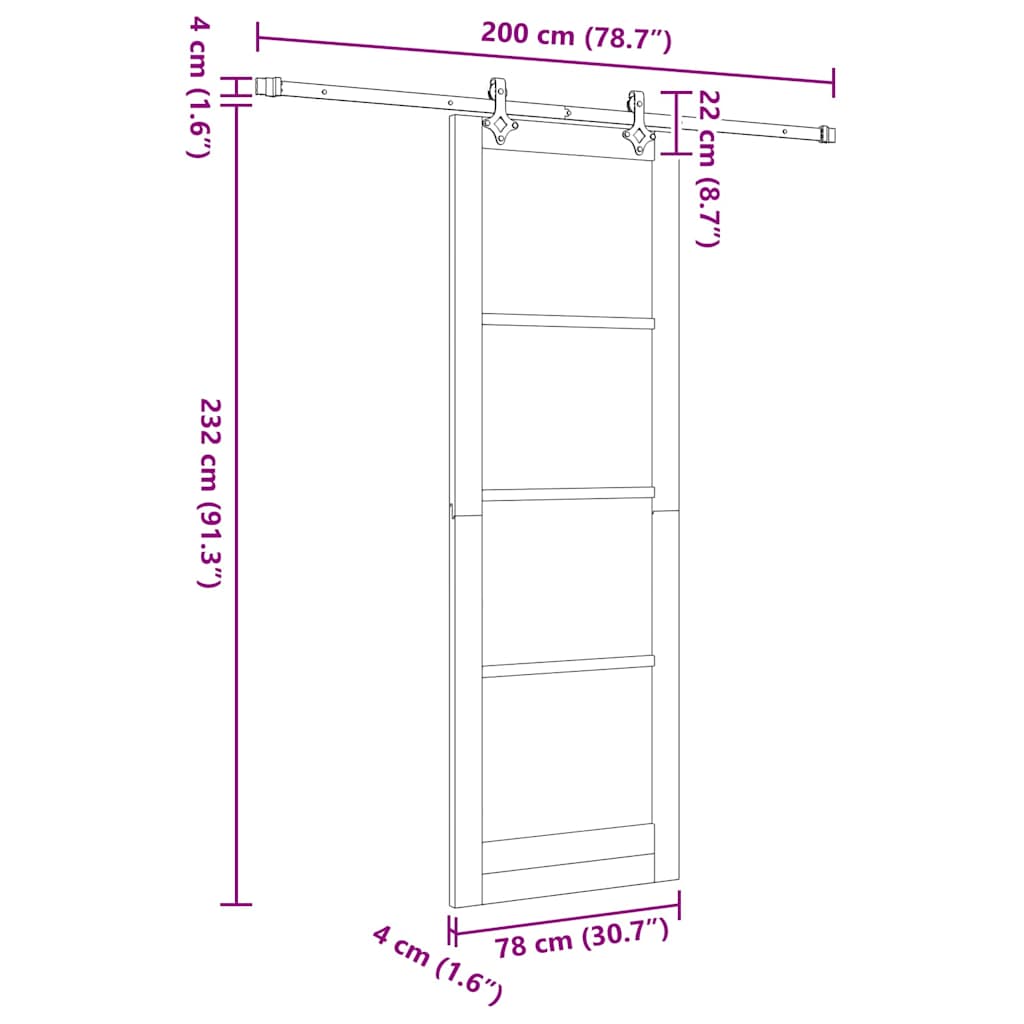 Sliding Door Manual Natural and white 78 x 232 cm