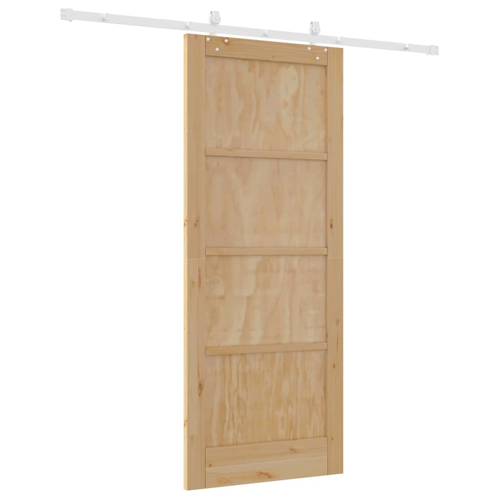 Sliding Door Manual White 83 x 202 cm Solid pine wood and steel