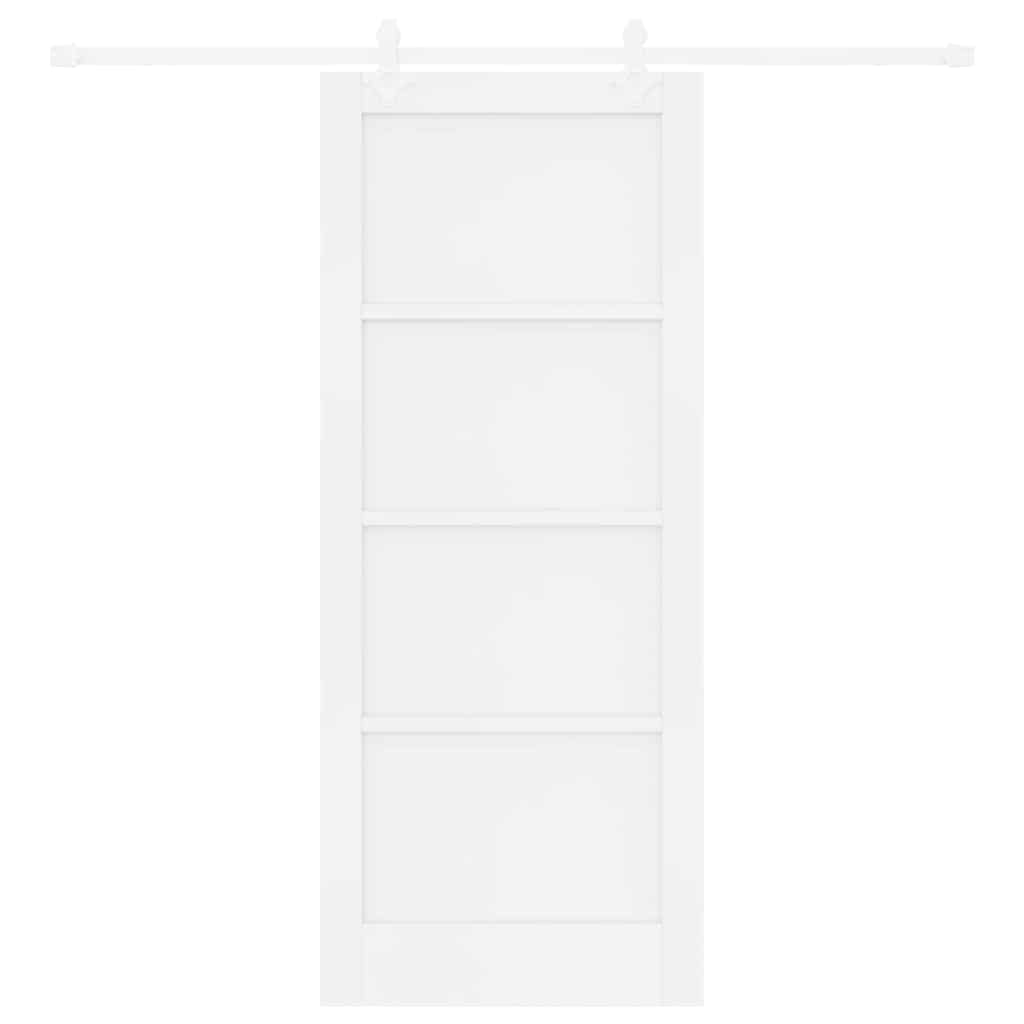 Sliding Door Manual White 83 x 202 cm Solid pine wood and steel