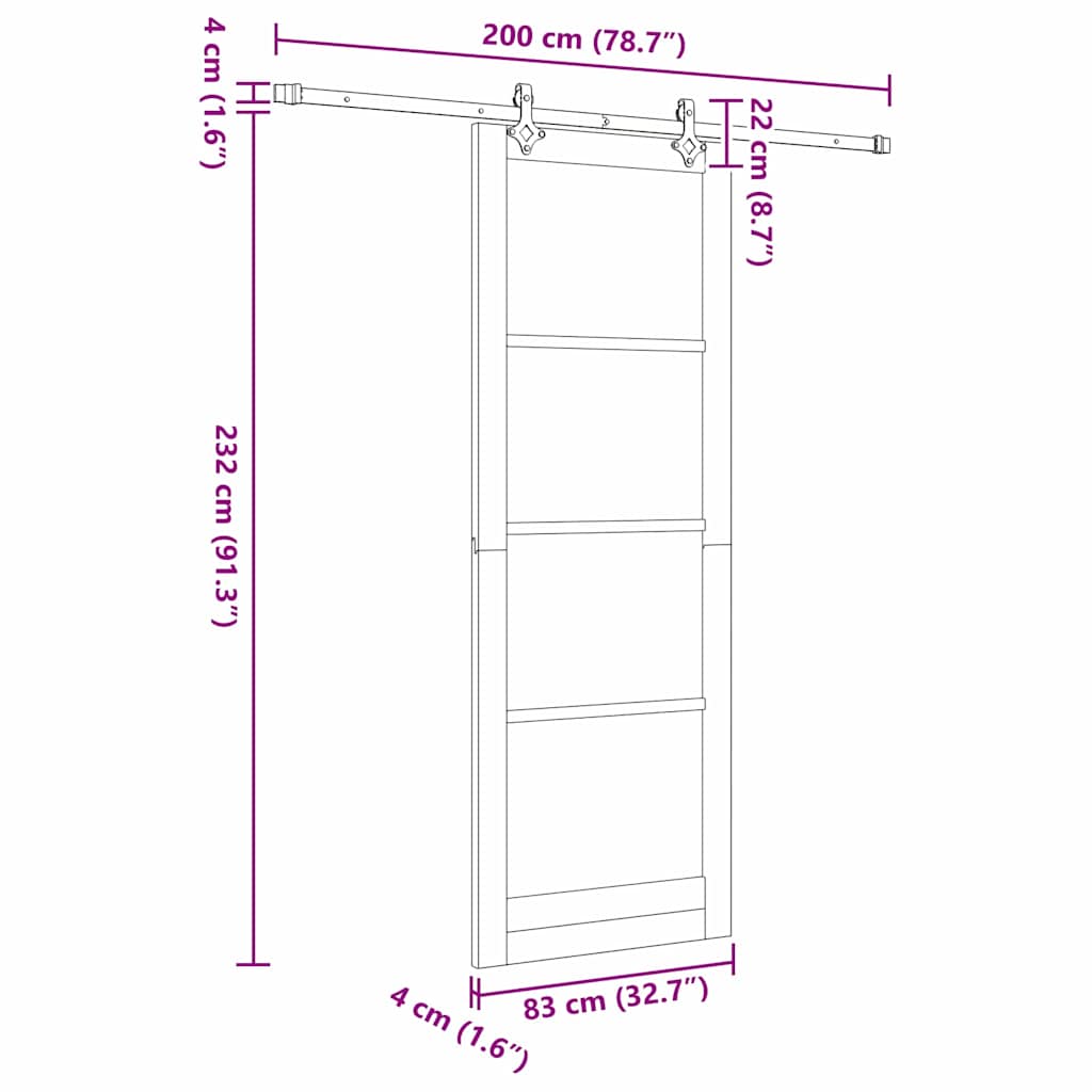 Sliding Door Manual Natural and white 83 x 232 cm