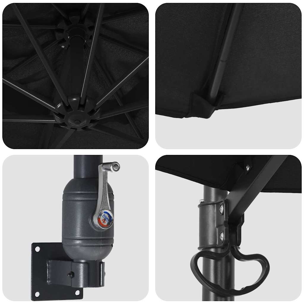 Garden Parasol Black and Black 248 x 248 x 148 cm