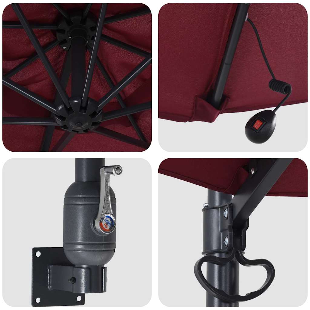 Garden Parasol Manual Red and Black 248 x 248 x 148 cm
