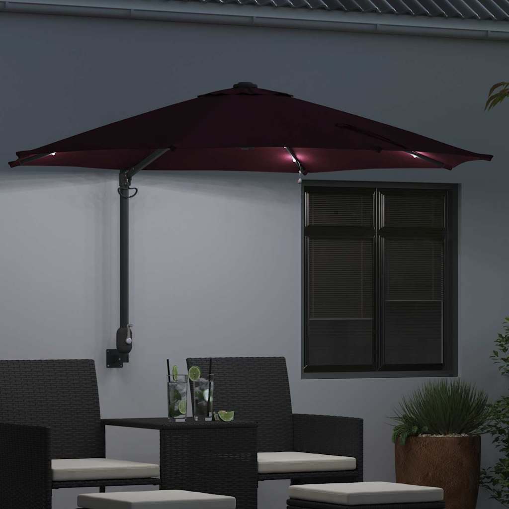 Garden Parasol Manual Red and Black 248 x 248 x 148 cm