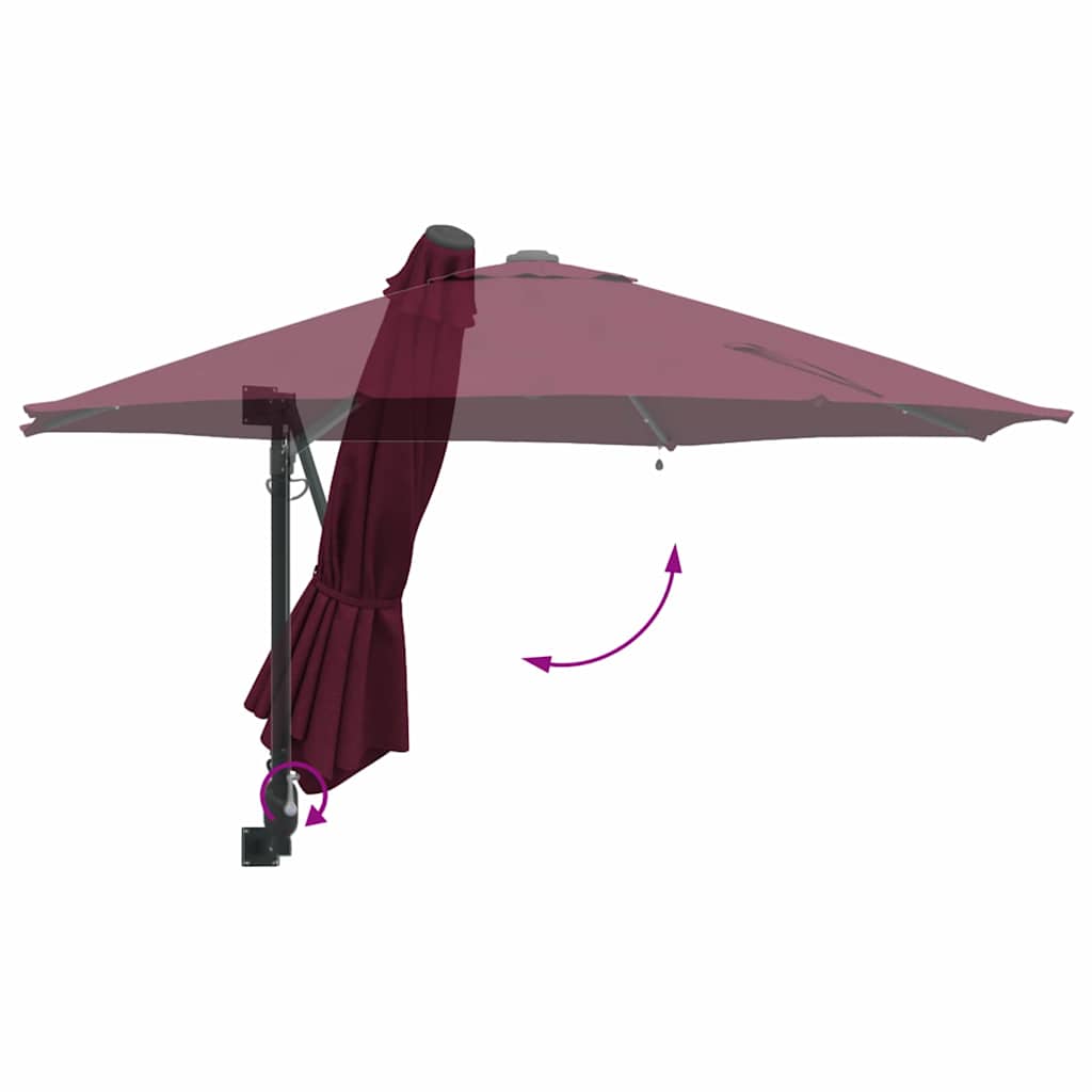 Garden Parasol Manual Red and Black 248 x 248 x 148 cm