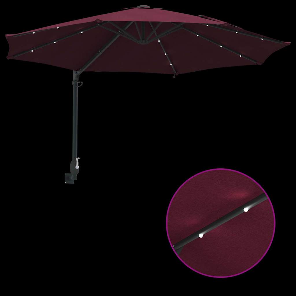 Garden Parasol Manual Red and Black 248 x 248 x 148 cm