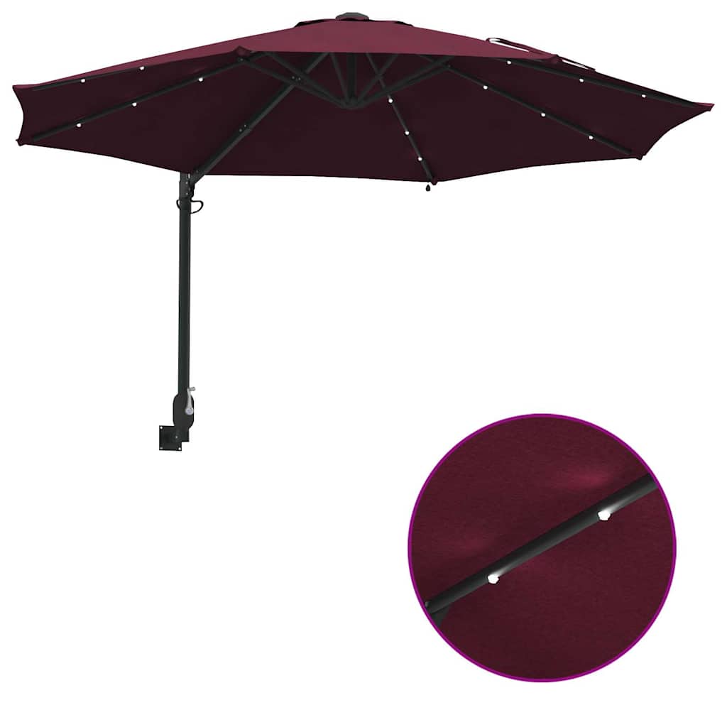 Garden Parasol Manual Red and Black 248 x 248 x 148 cm