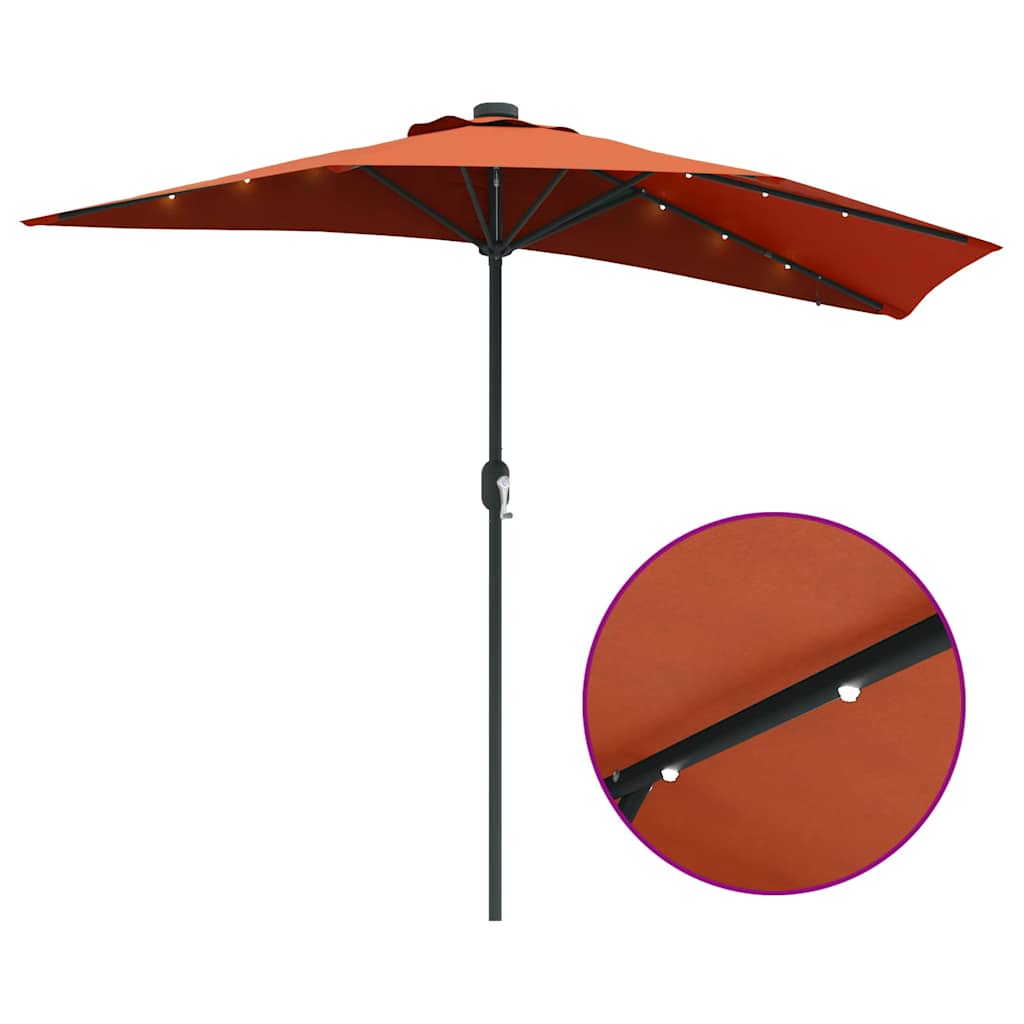 Garden Parasol Terracotta 294 x 150 x 223 cm Fabric