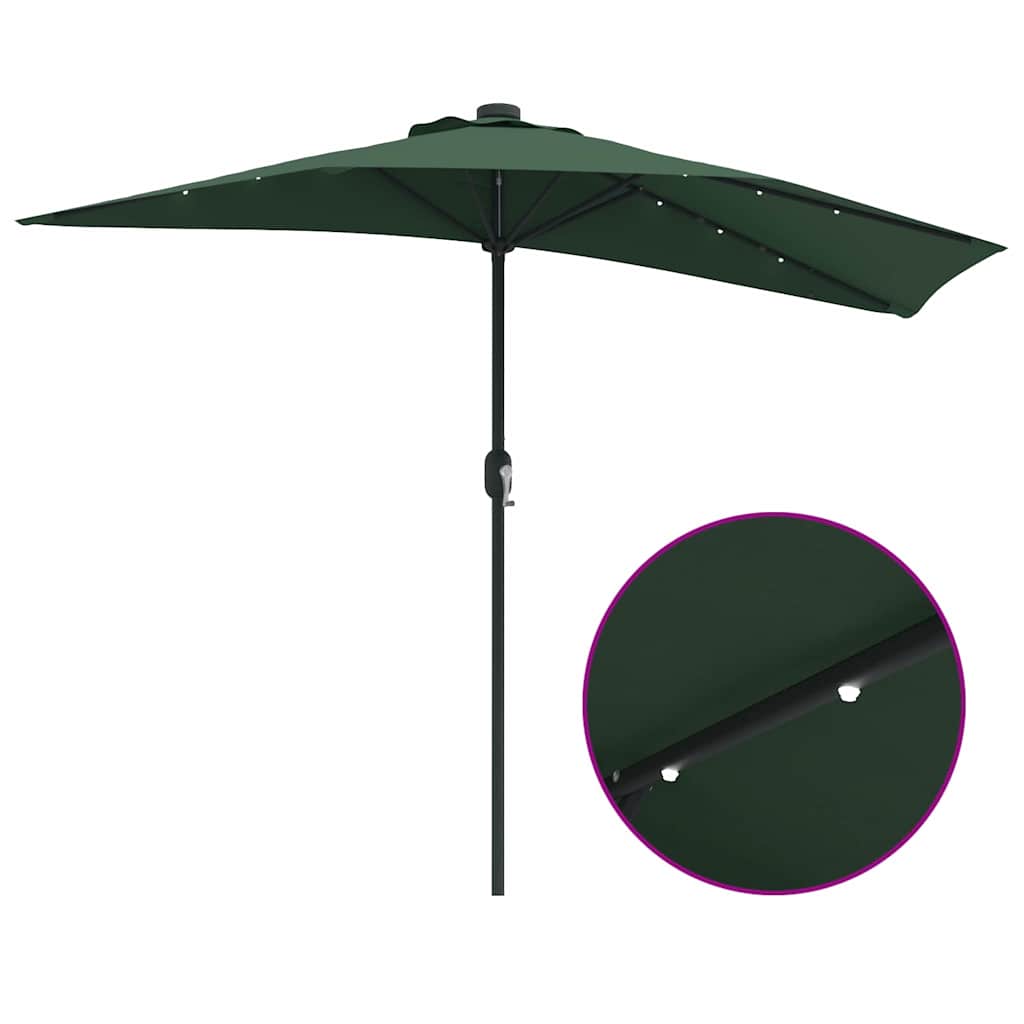 Garden Parasol Half Green 294 x 150 x 224 cm Fabric