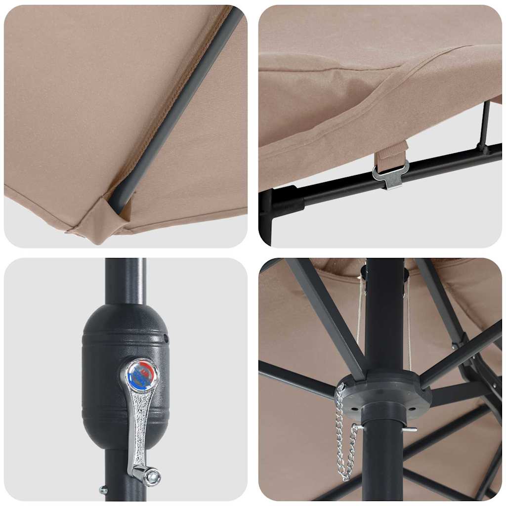 Garden Parasol Taupe 385 x 209 x 244 cm Fabric