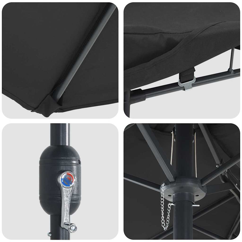 Garden Parasol Black 385 x 209 x 244 cm Fabric