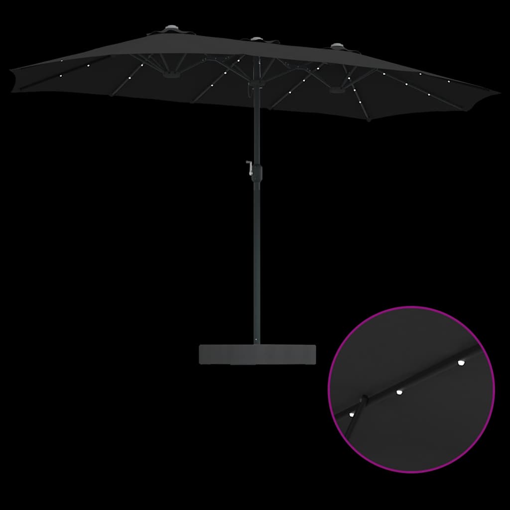 Garden Parasol Black 385 x 209 x 244 cm Fabric