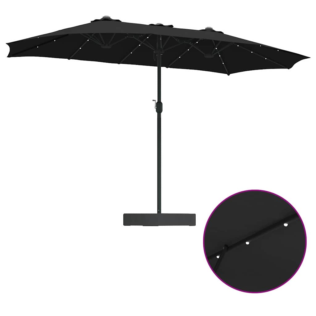 Garden Parasol Black 385 x 209 x 244 cm Fabric