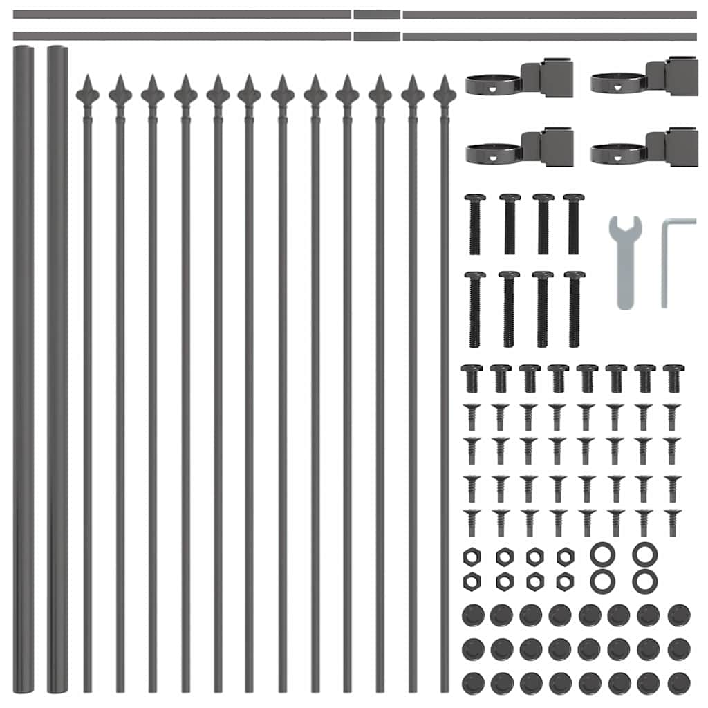 Garden Fence Grey 3.4 x 0.6 m Powder-coated steel