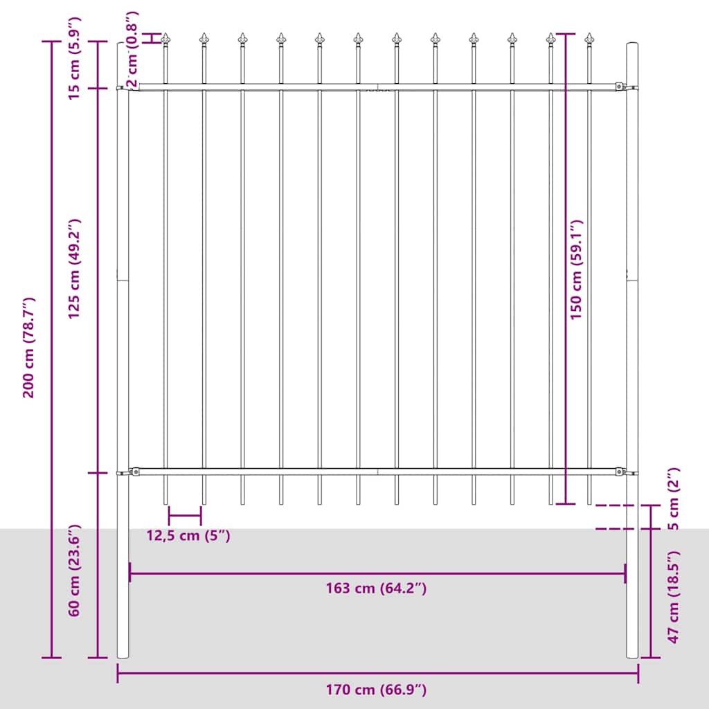 Garden Fence White 5.1 x 1.5 m Powder-coated steel