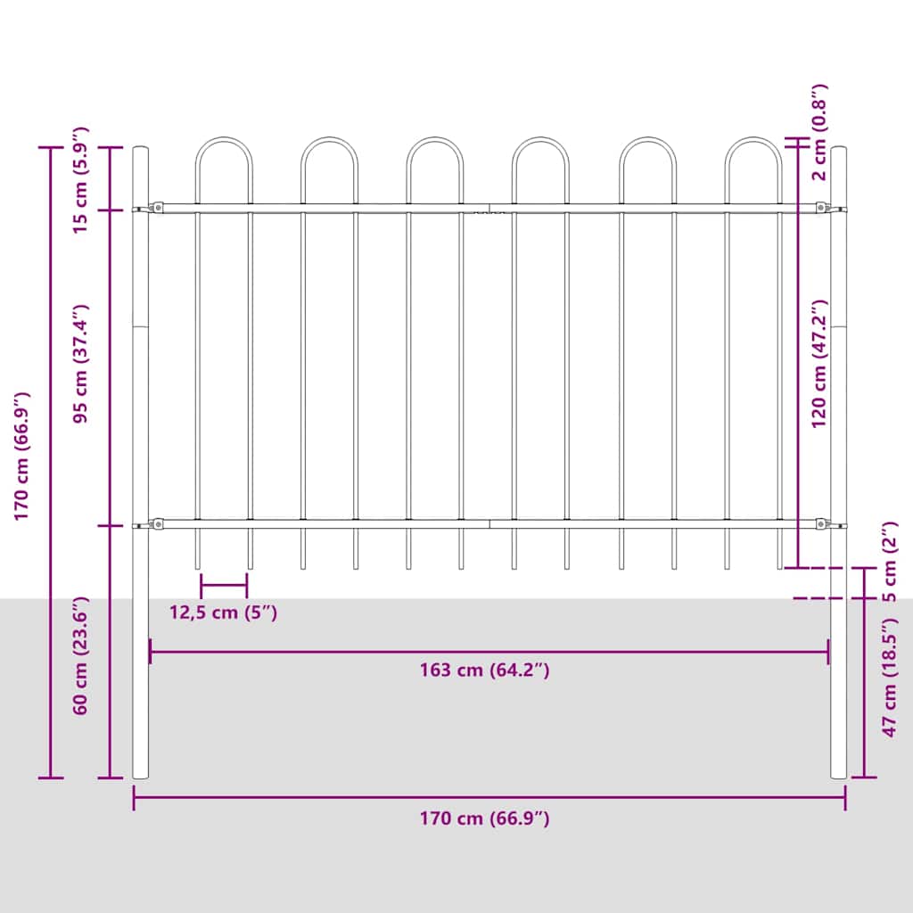 Garden Fence White 11.9 x 1.2 m Powder-coated steel
