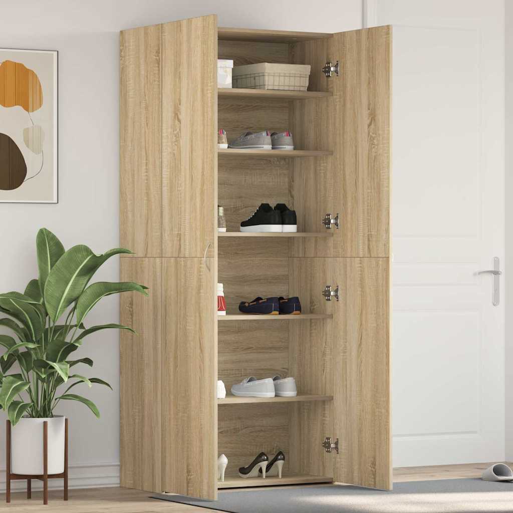 Shoe Cabinet with Door Brown 80 x 35.5 x 180 cm Engineered wood