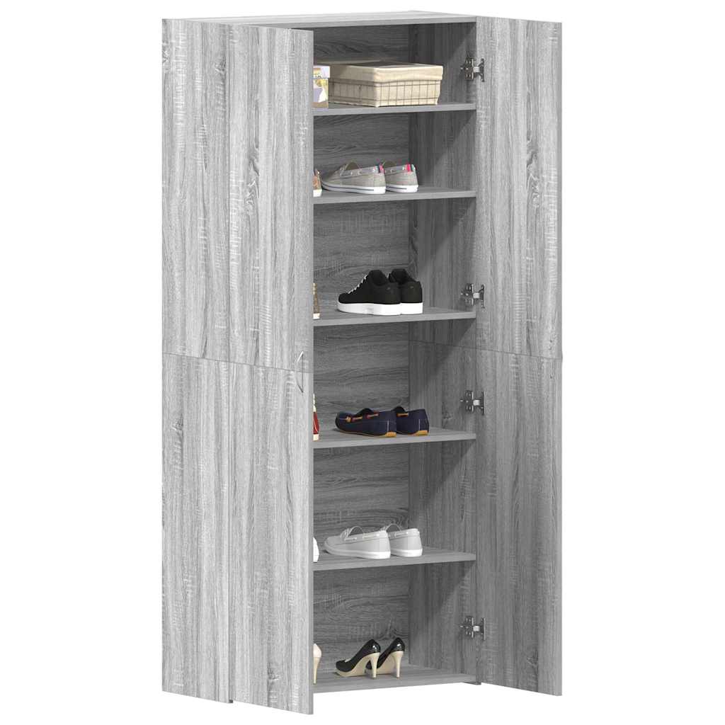 Shoe Cabinet with Shelf Grey 80 x 35.5 x 180 cm Engineered wood
