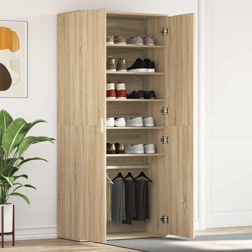 Shoe Cabinet with Door Brown 80 x 39 x 180 cm Engineered wood
