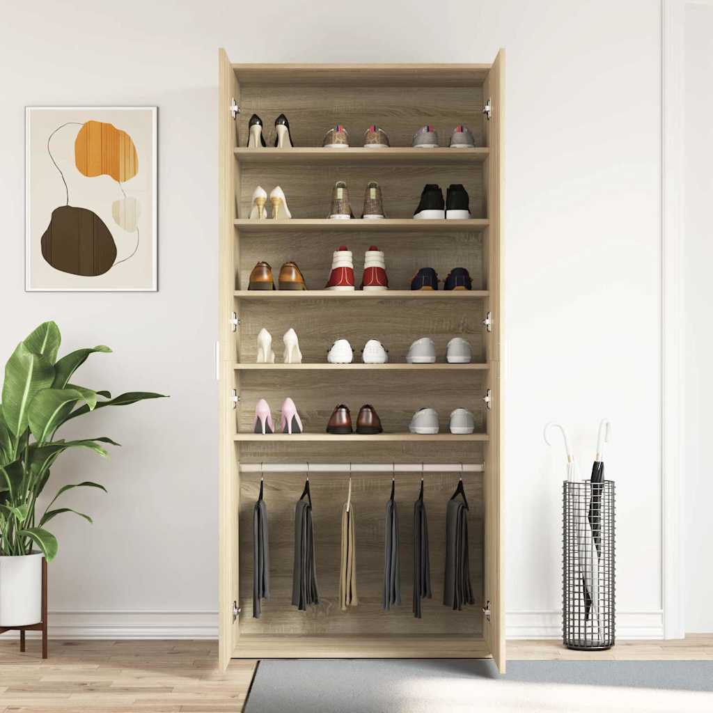 Shoe Cabinet with Door Brown 80 x 39 x 180 cm Engineered wood