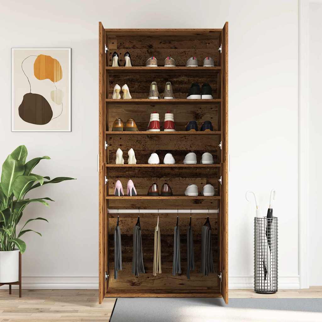 Shoe Cabinet with Door Brown 80 x 39 x 180 cm Engineered wood