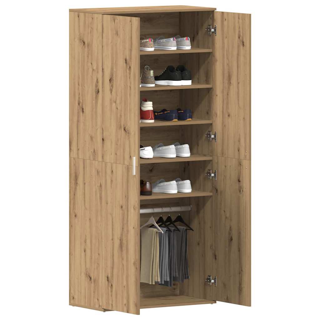 Shoe Cabinet with Door Brown 80 x 39 x 180 cm Engineered wood