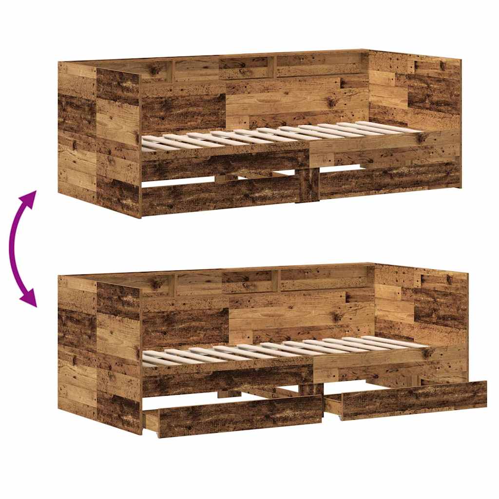 Daybed with Headboard Old Wood 90 x 200 cm Engineered Wood
