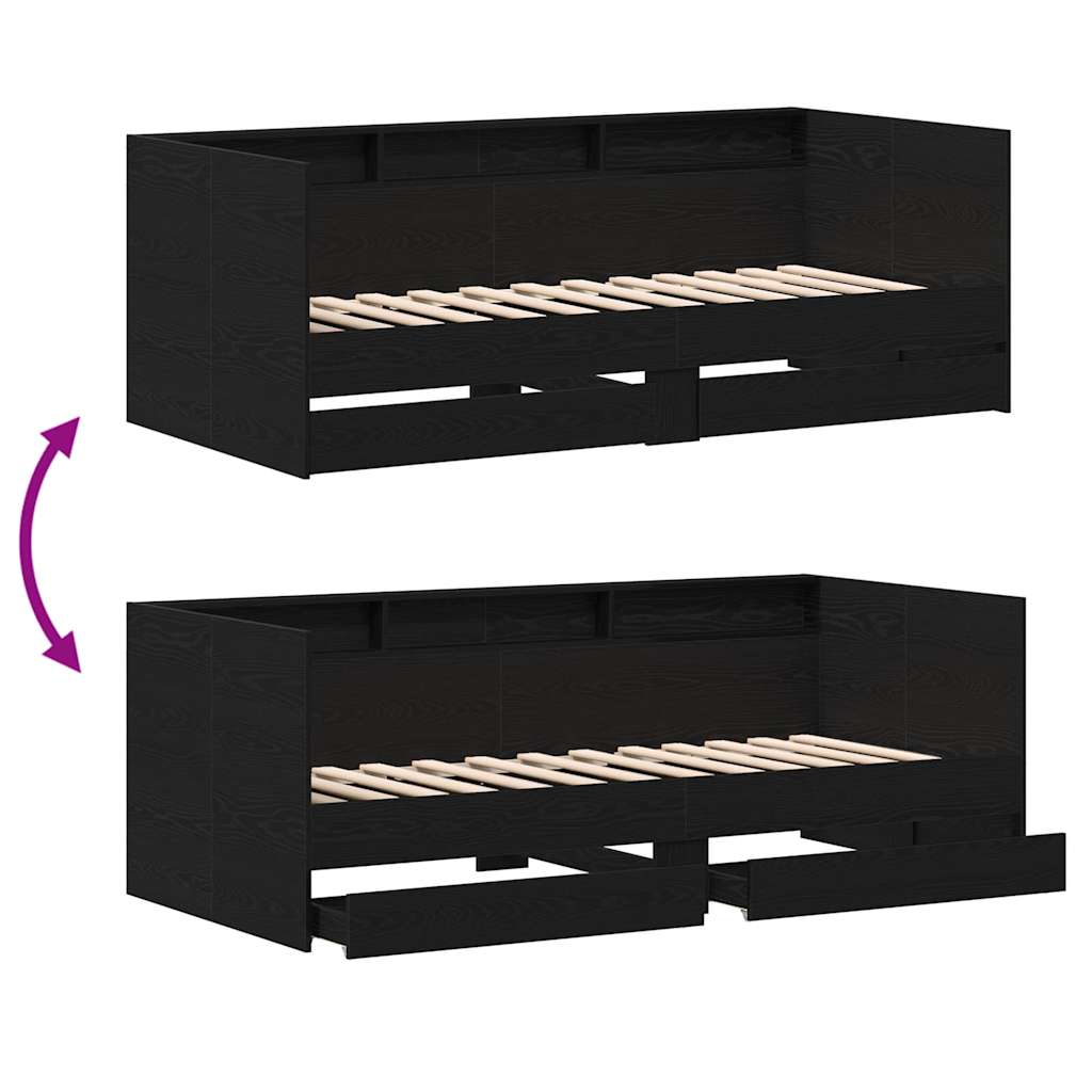 Daybed with Headboard Black Oak 90 x 190 cm Engineered Wood