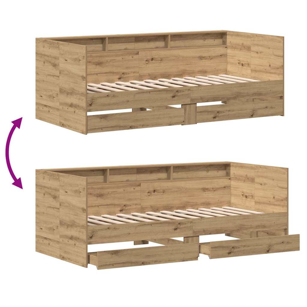 Daybed with Headboard Artisan Oak 75 x 190 cm Engineered Wood