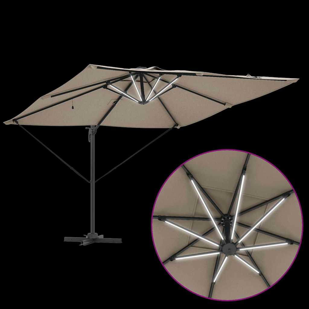 Parasol Taupe 286 x 285 x 270 cm Aluminium