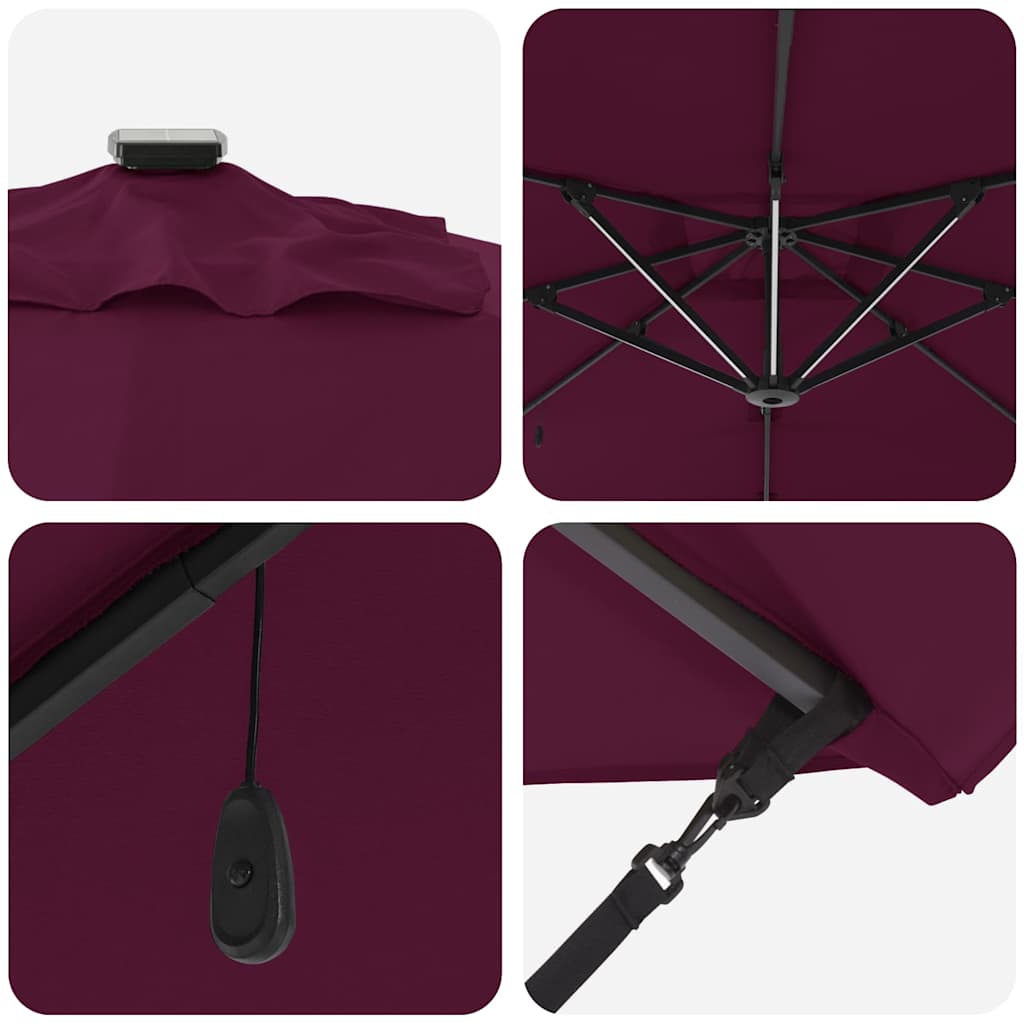 Parasol Bordeaux red 286 x 285 x 270 cm Aluminium