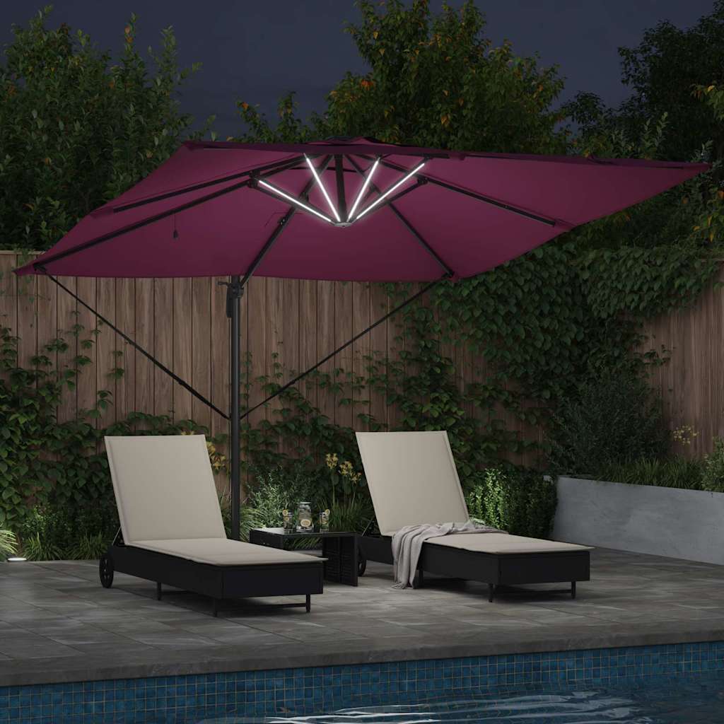 Parasol Bordeaux red 286 x 285 x 270 cm Aluminium