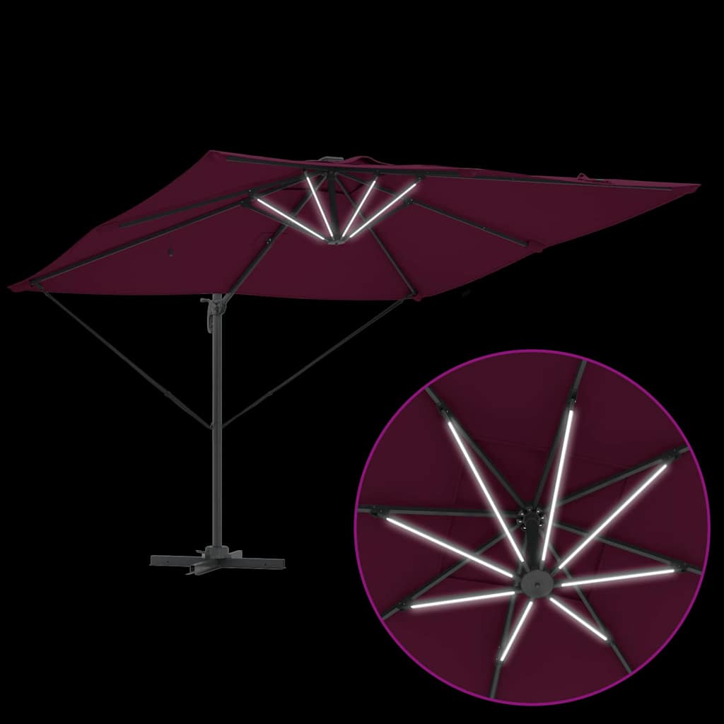 Parasol Bordeaux red 286 x 285 x 270 cm Aluminium